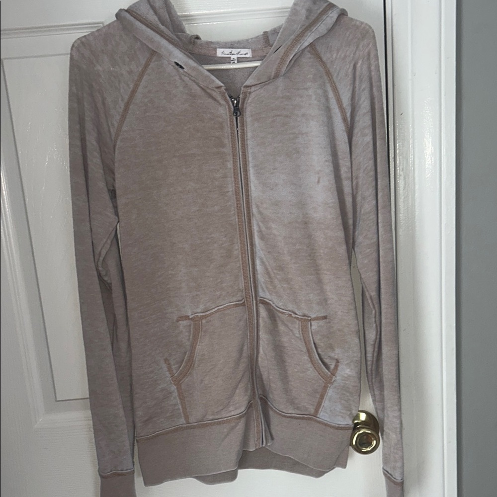 Beige Zip-Up Hoodie